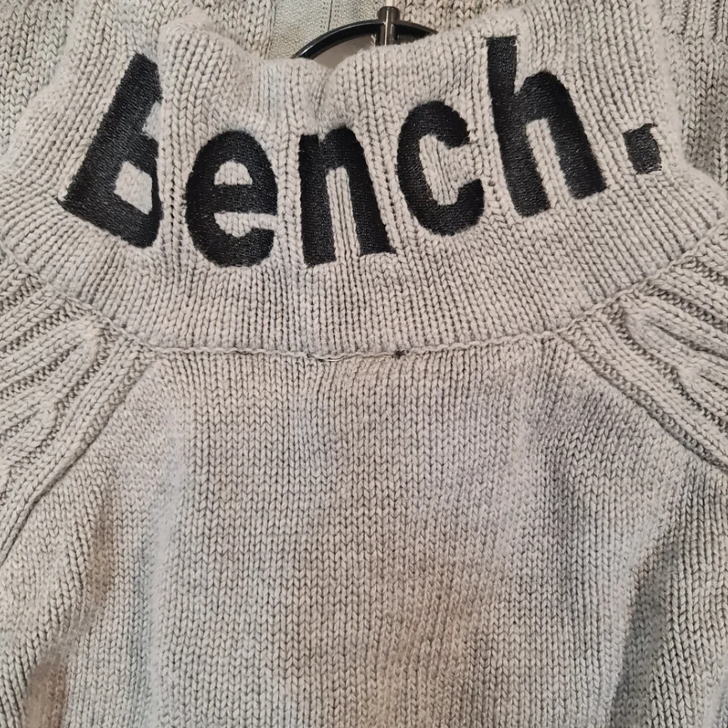 Bench Men’s Grey Knit Zip Cardigan Jacket Casual Full Zip M - Image 2