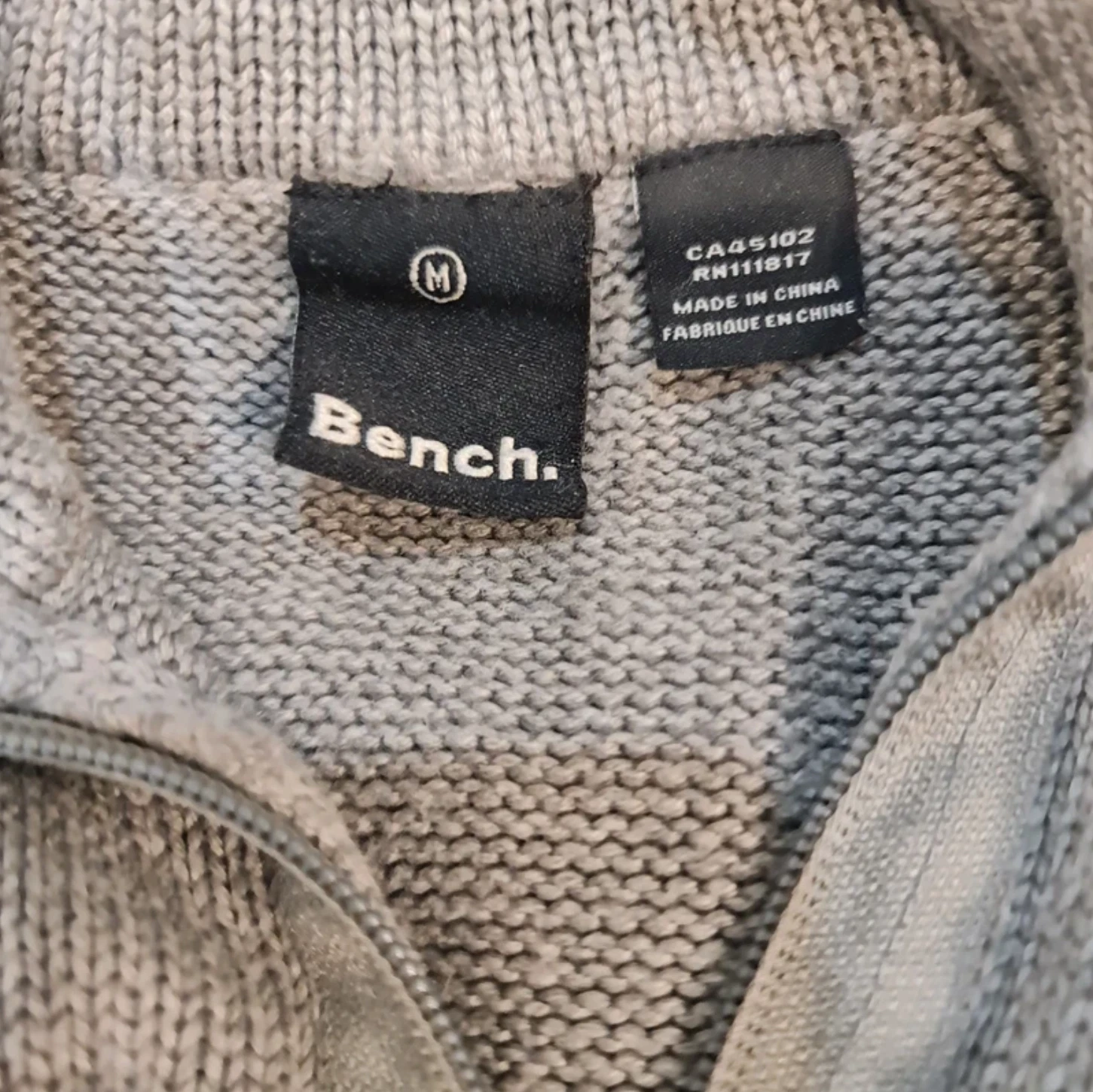 Bench Men’s Grey Knit Zip Cardigan Jacket Casual Full Zip M - Image 3