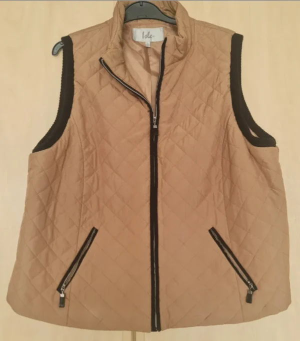 Isle Women’s Quilted Gilet Jacket Apricot Zip Up L / UK 16-18