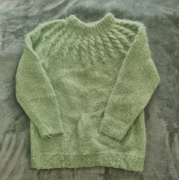 Women’s Fluffy Knit Jumper Mint Green Fuzzy Sweater S / UK 8-10