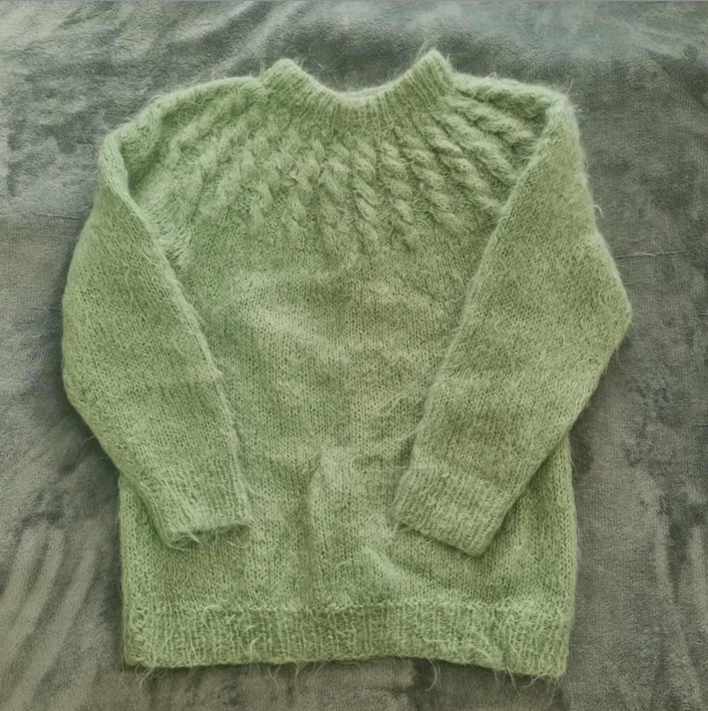 Women’s Fluffy Knit Jumper Mint Green Fuzzy Sweater S / UK 8-10