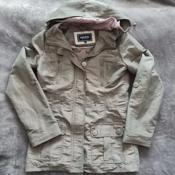 Maine New England Women’s Jacket Khaki Hooded Utility UK 8-10