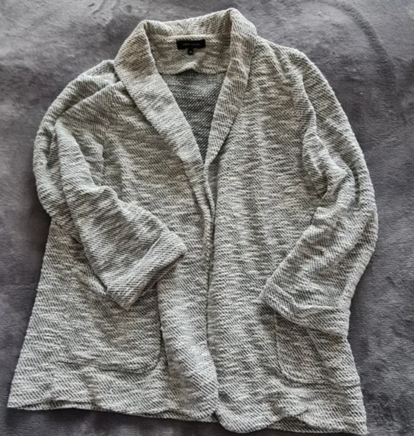New Look Women’s Textured Blazer Cardigan Grey Open UK 16-18