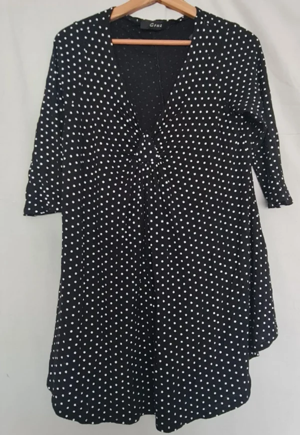Cruz Women’s Polka Dot Twist Front Tunic Black M UK 12-14
