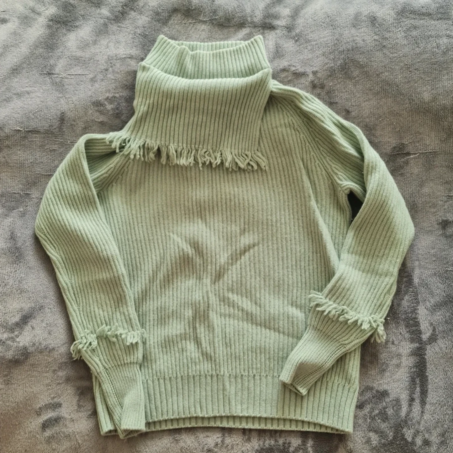 Madeleine Women’s Ribbed Turtleneck Jumper Mint Green UK 8-10