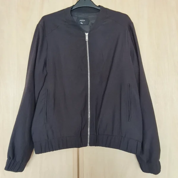 Papaya Women’s Bomber Jacket Black Zip Lightweight Coat UK 16-18