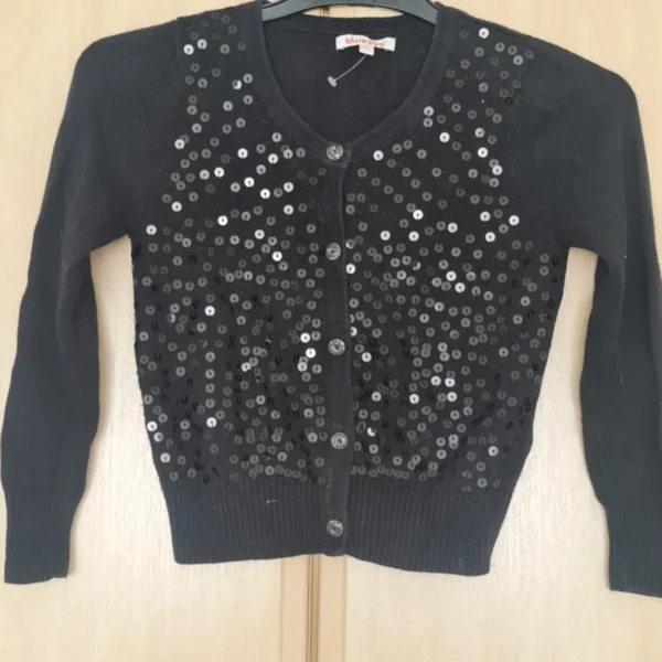 Blue Zoo Girls Sequin Cardigan Black 5-6 Years Party Sparkle