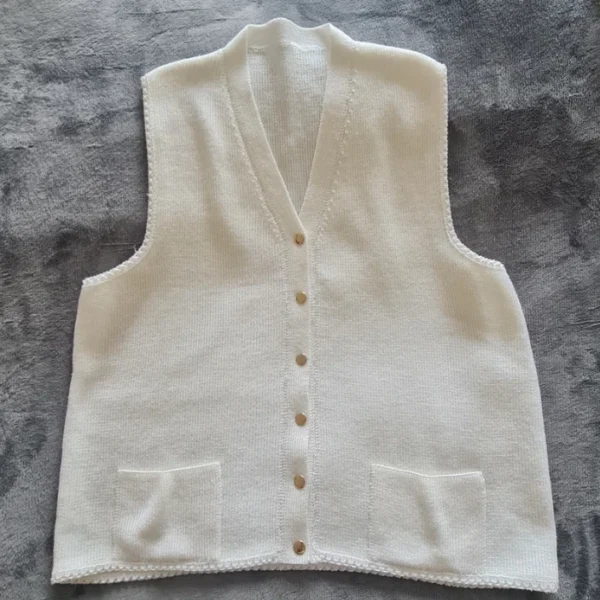 Women’s Knit Button Front Sleeveless Cardigan White XL / UK 20-22