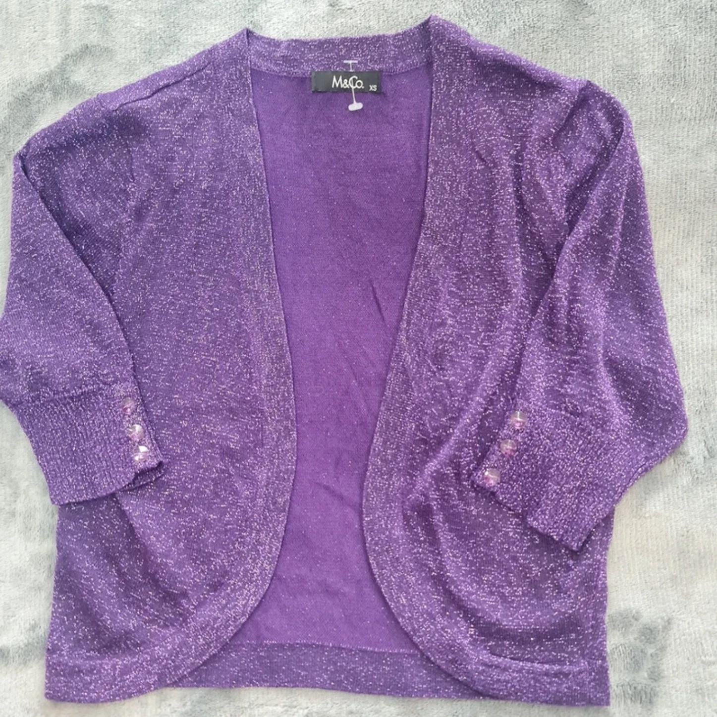 M&Co Women’s Purple Sparkle Cardigan XS / UK 4-6