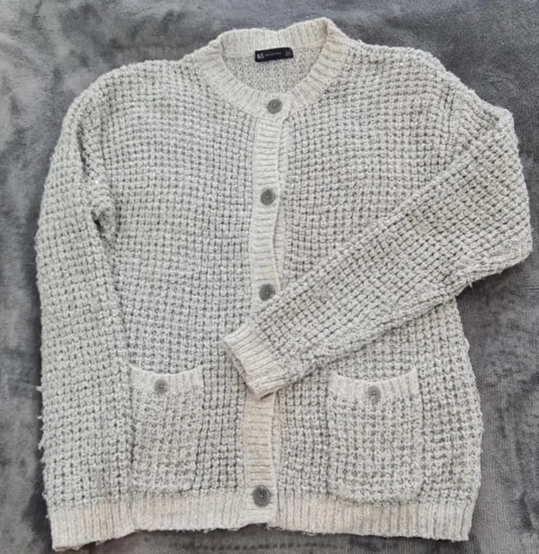 M&S Collection Women’s Grey Beige Knit Cardigan M / UK 12-14