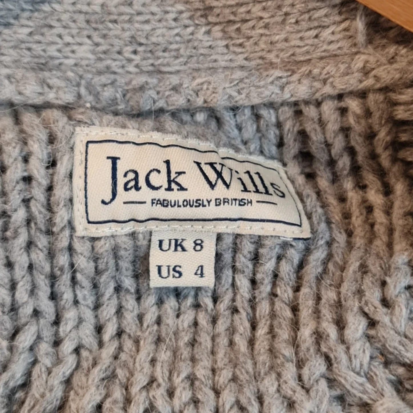Jack Wills Women’s Grey Cable Knit Cardigan S / UK 8-10 - Image 3