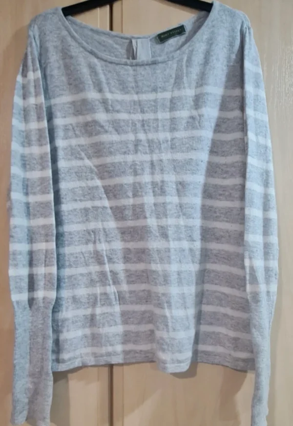 Mint Velvet Women’s Grey Stripe Cashmere Blend Jumper L UK 16-18