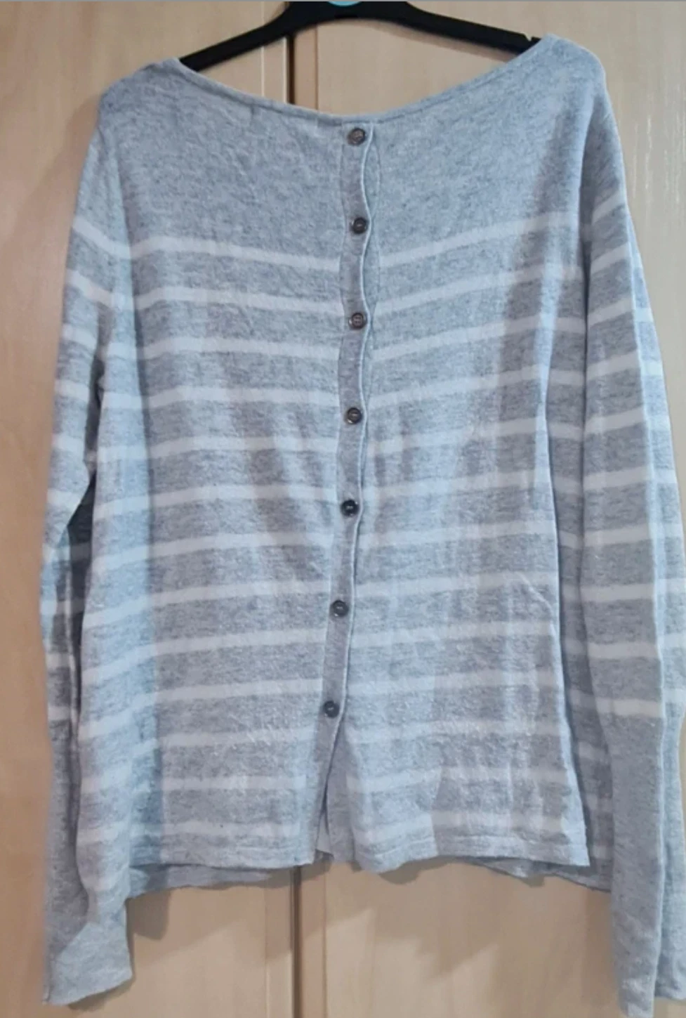 Mint Velvet Women’s Grey Stripe Cashmere Blend Jumper L UK 16-18 - Image 2