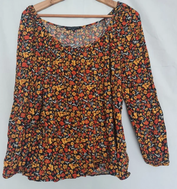 Peacocks Women’s Floral Print Blouse Black Multi M UK 12-14