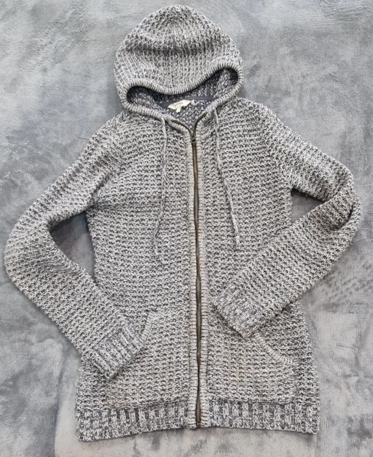 FatFace Women’s Grey Knitted Hooded Zip Cardigan XS / UK 4-6