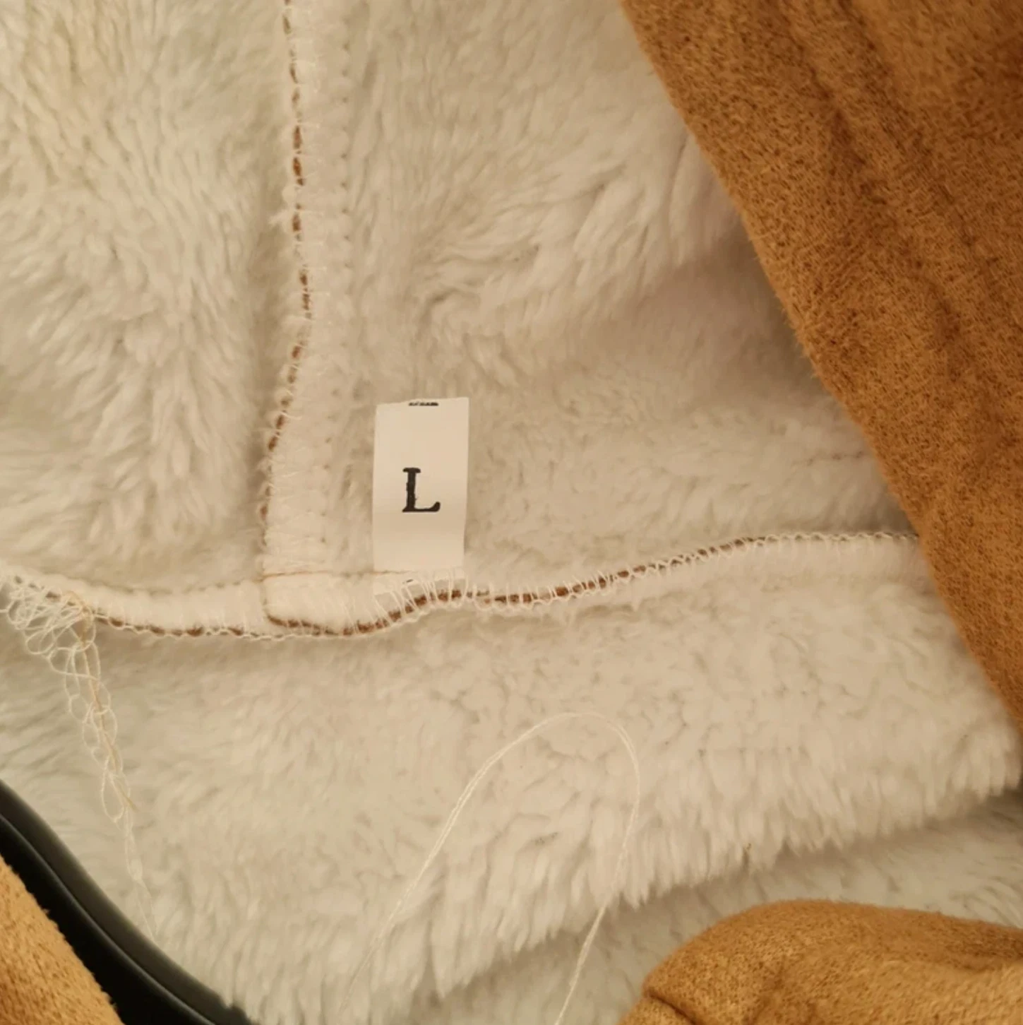 Women’s Beige Hooded Duffle Coat Faux Suede Toggle UK 16-18 - Image 4