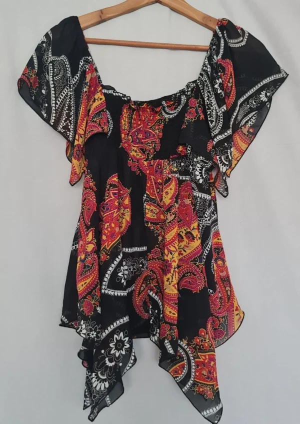 Atmosphere Women’s Paisley Print Hanky Hem Top Multi M UK 12-14