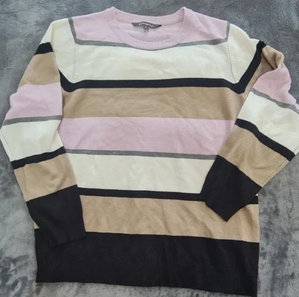 Bonmarché Women’s Striped Jumper Multicolour Crew Neck UK 16-18
