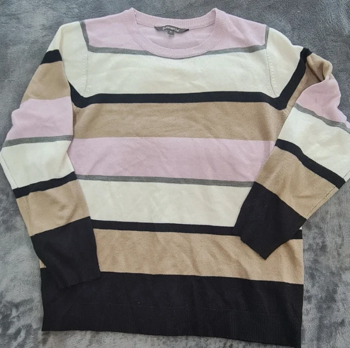 Bonmarché Women’s Striped Jumper Multicolour Crew Neck UK 16-18