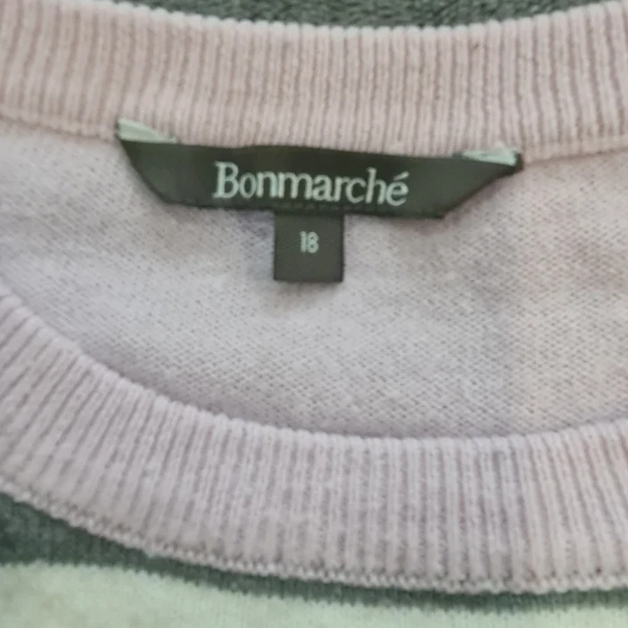 Bonmarché Women’s Striped Jumper Multicolour Crew Neck UK 16-18 - Image 2
