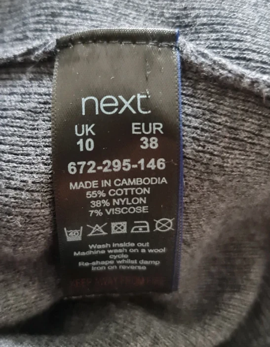 Next Women’s Roll Neck Knit Dress Grey Long Sleeve UK 8-10