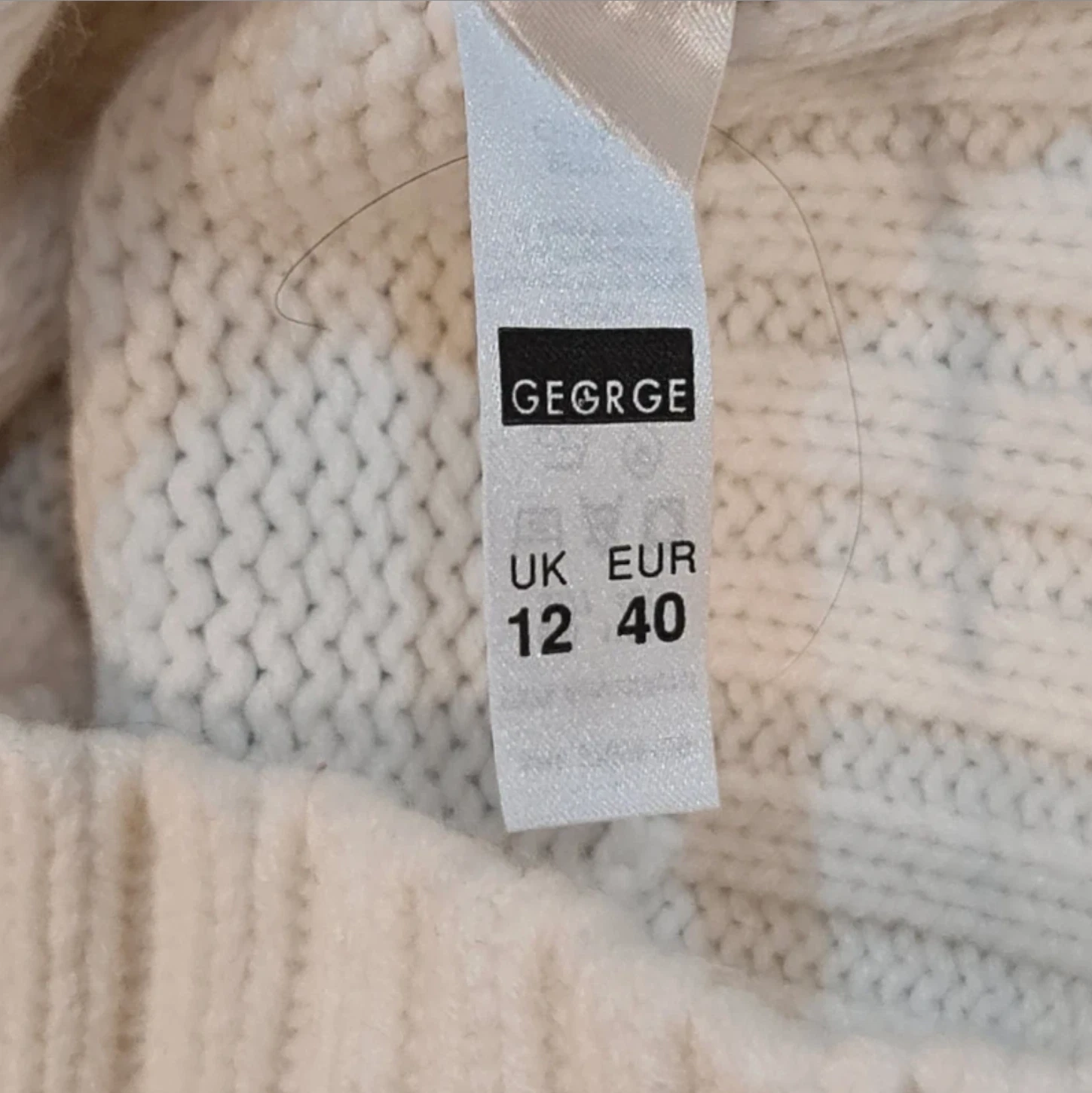 George Women’s Zip Cardigan Cream Knit Jacket M / UK 12-14 - Image 2