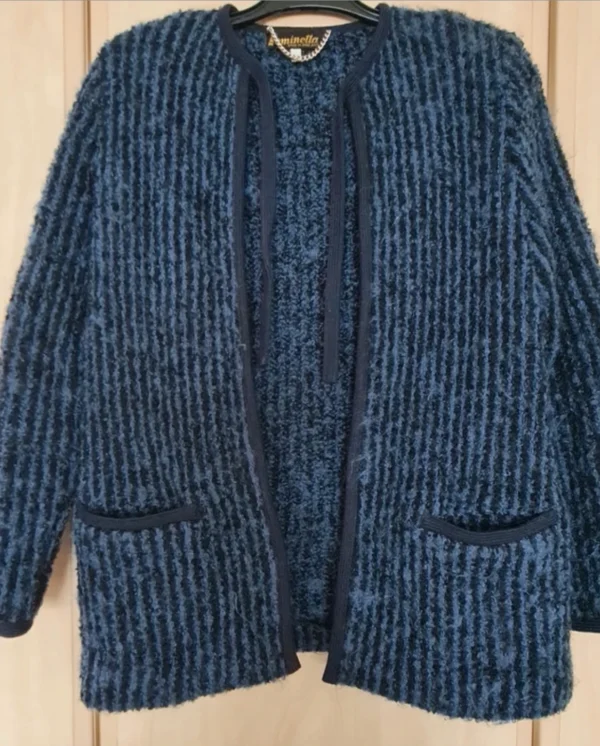 Feminella Women’s Textured Cardigan Jacket L /   Blue UK 16-18