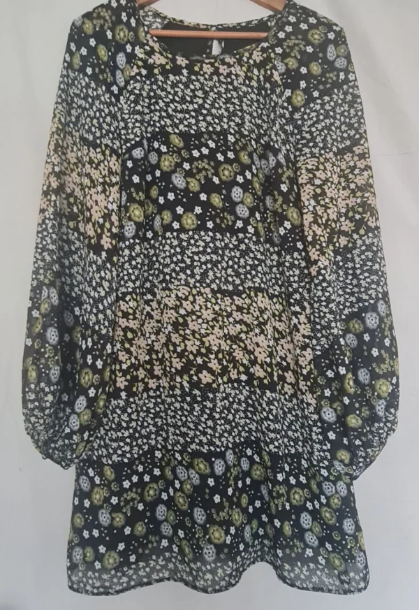 Atmosphere Women’s Floral Patchwork Dress Black M UK 14