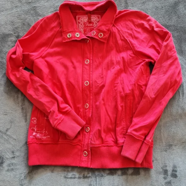 Fransa Women’s Red Button Cardigan L / Collared UK 16-18