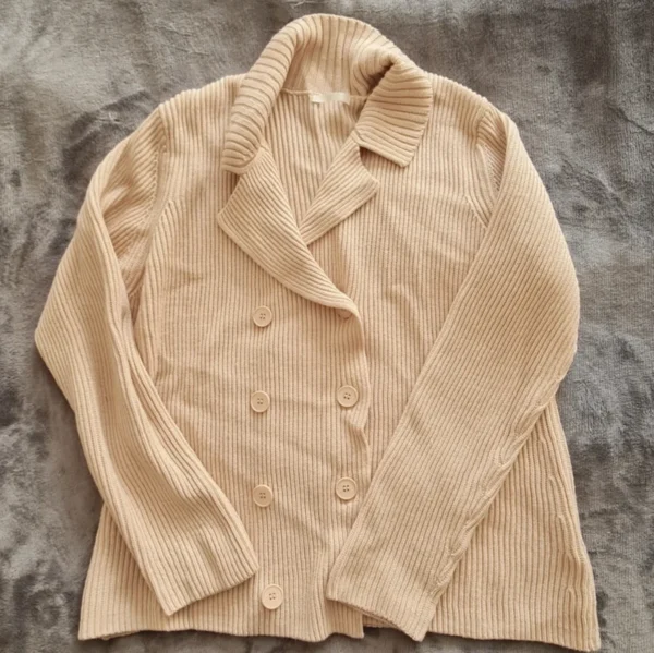 Marks & Spencer Women’s Ribbed Knit Cardigan Cream XL / UK 20-22