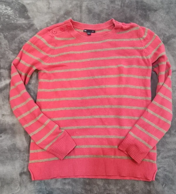 Gap Women’s Striped Jumper Pink Beige Size M /   Crew UK 12-14