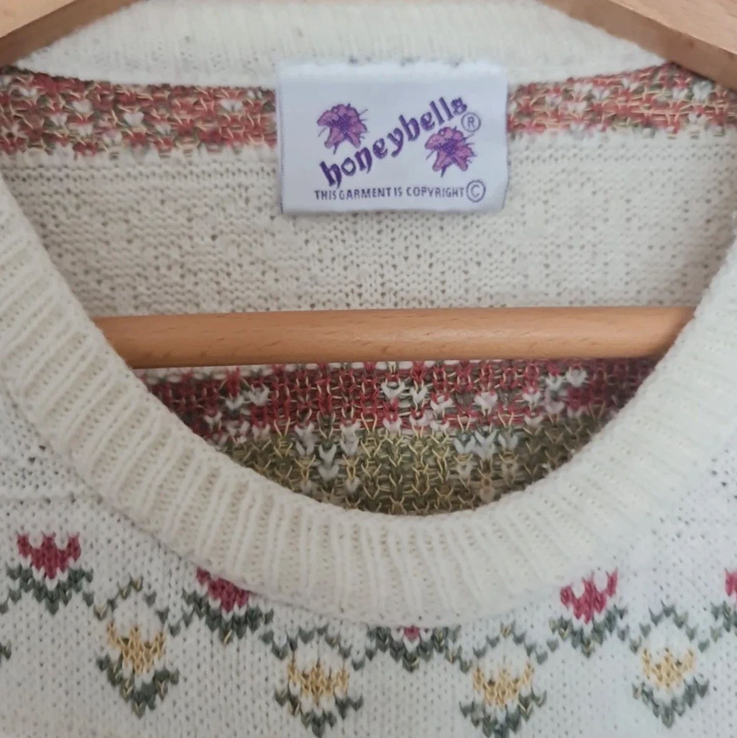Honeybells Women’s Floral Knit Jumper Cream Multicolour UK 16-18 - Image 2