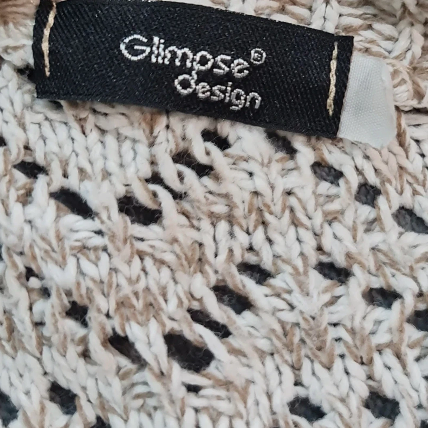 Glimpse Design Women’s Knit Cardigan Beige Open Knit UK 12-14 - Image 3