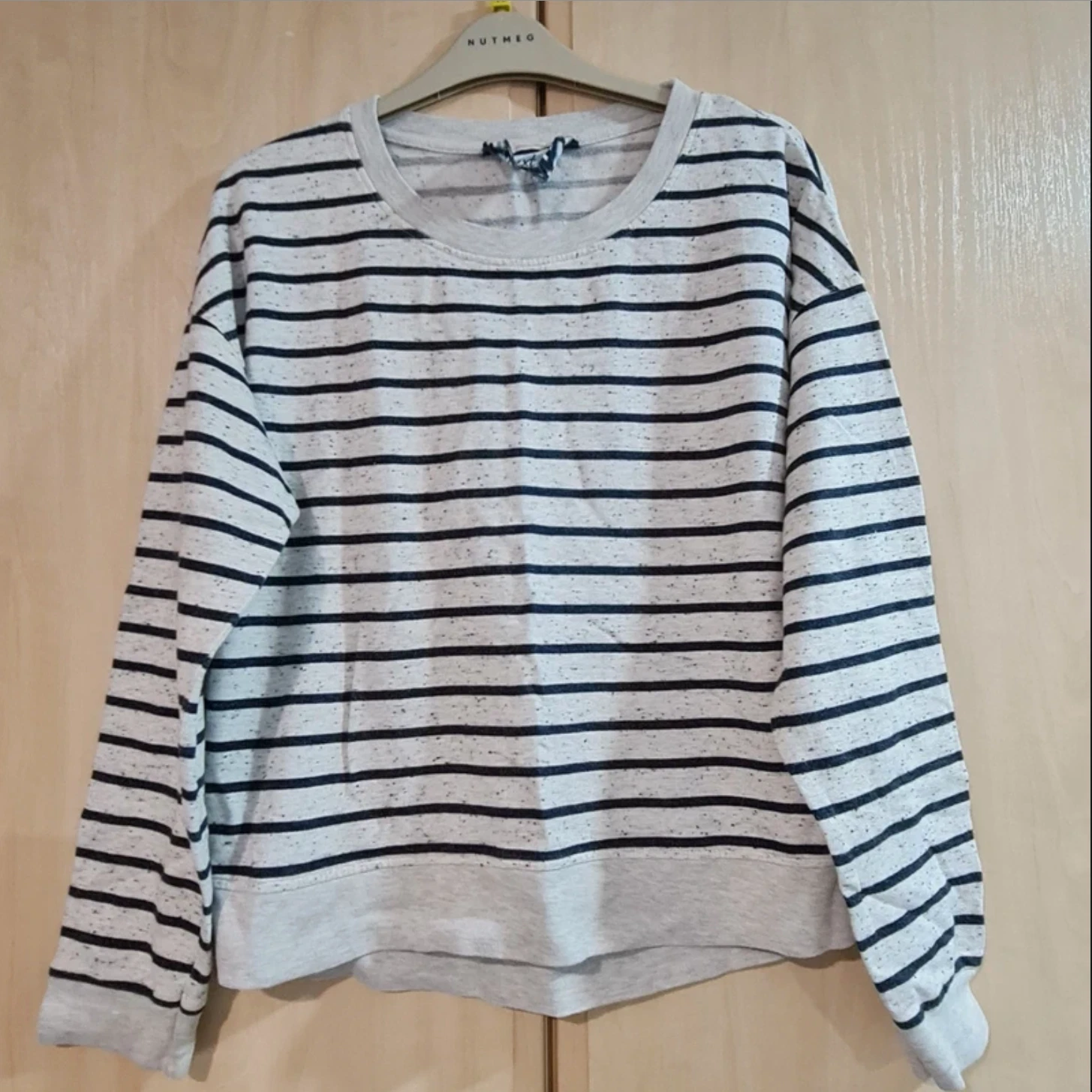 Next Women’s Striped Sweatshirt White Navy M / Cotton UK 12-14