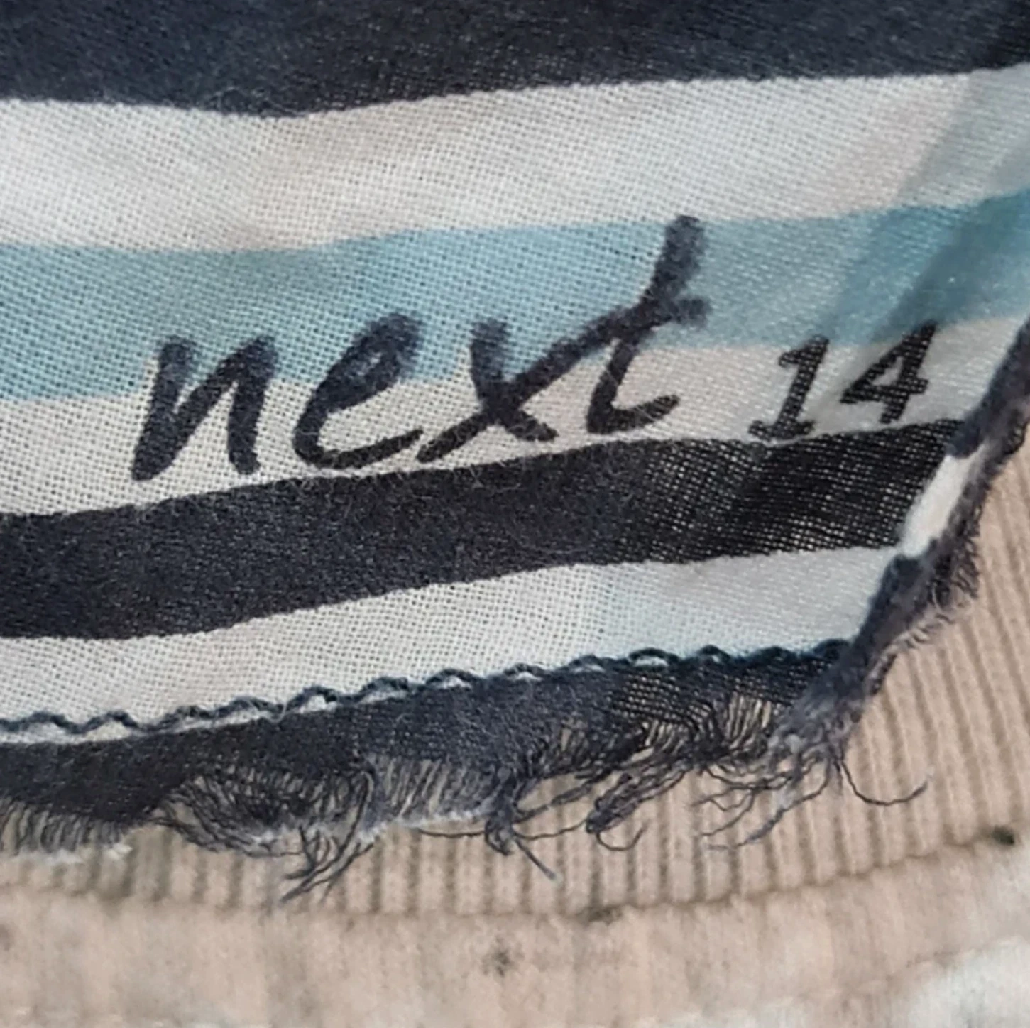 Next Women’s Striped Sweatshirt White Navy M / Cotton UK 12-14 - Image 3