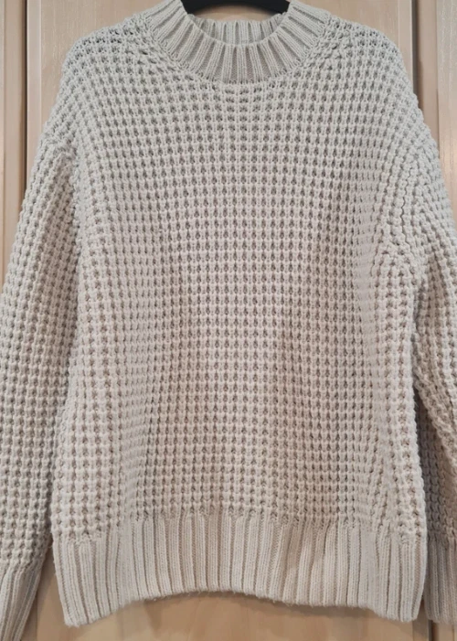 M&S Women’s Chunky Knit Jumper Cream Waffle Knit Medium UK 12-14