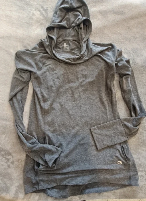GapFit Women’s Hooded Active Top Grey XS /   Lightweight UK 4-6