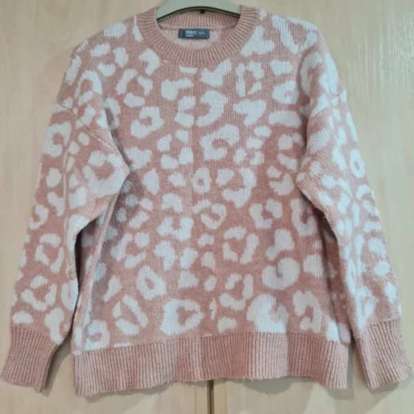 Nutmeg Women’s Leopard Print Jumper Pink M /   Knit UK 12-14