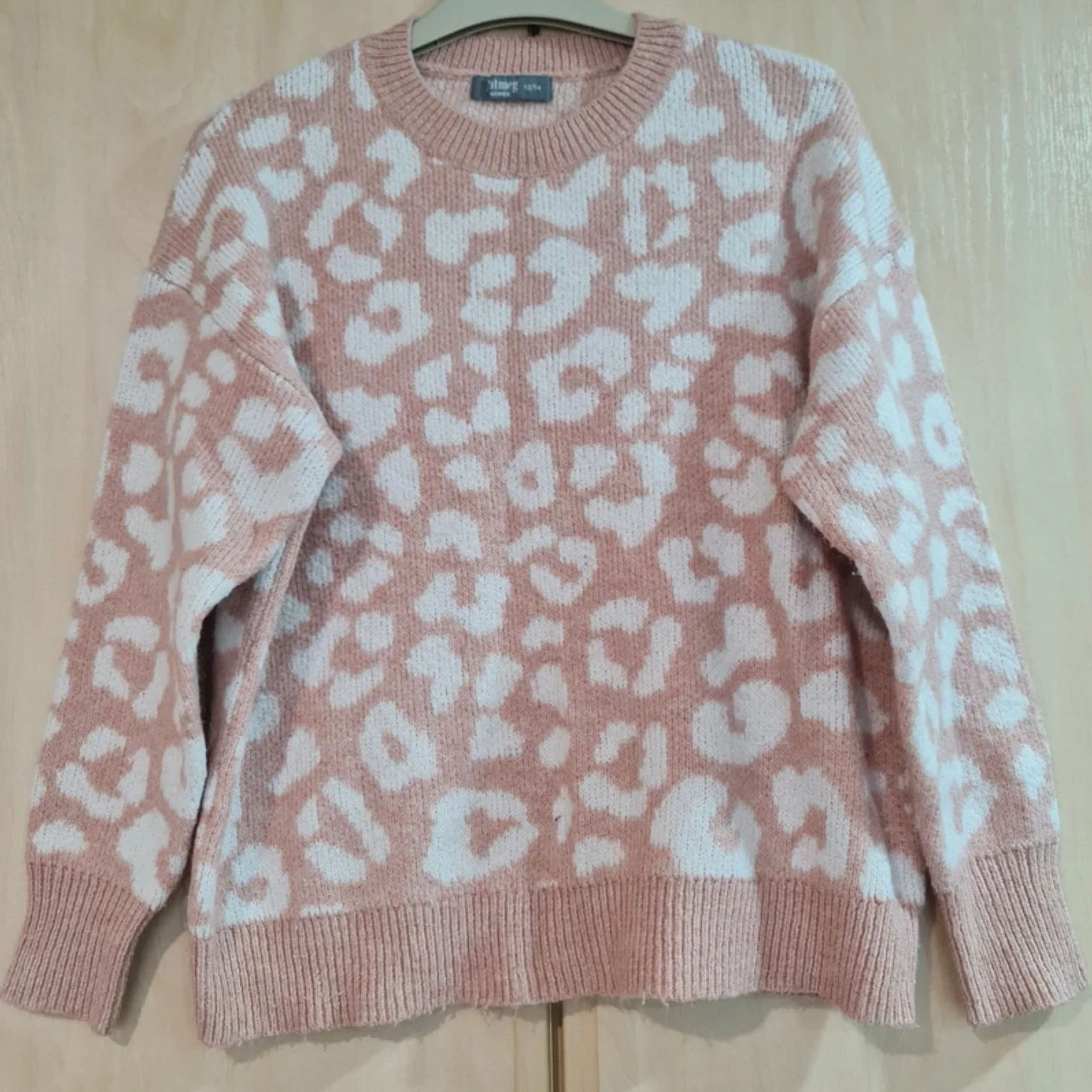 Nutmeg Women’s Leopard Print Jumper Pink M / Knit UK 12-14