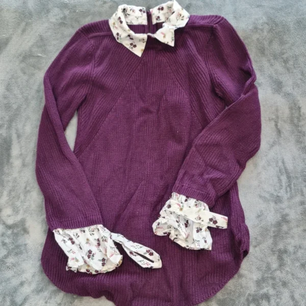 Next Women’s Knit Jumper Purple Floral Collar M / UK 12-14 Smart