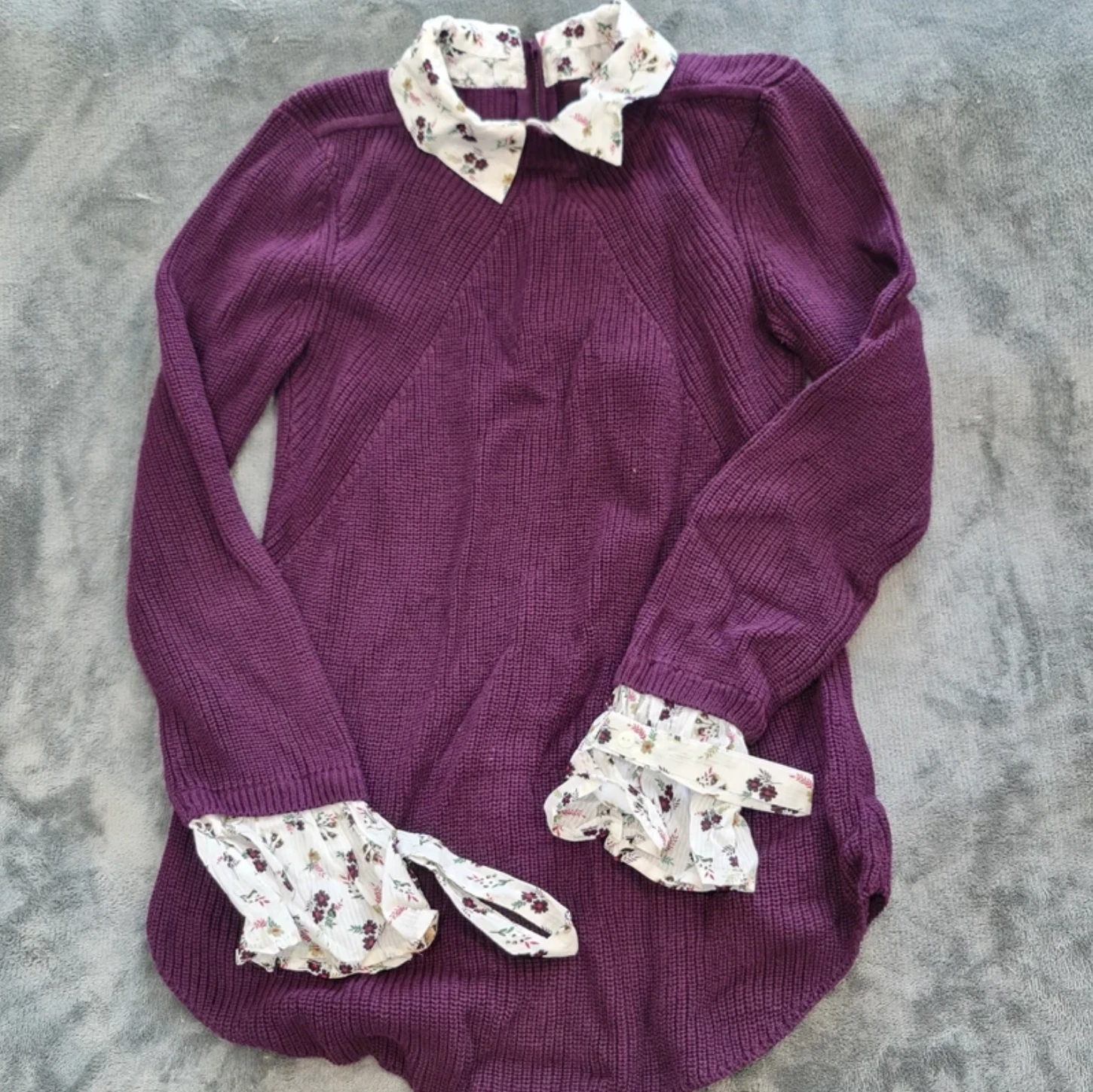 Next Women’s Knit Jumper Purple Floral Collar M / UK 12-14 Smart