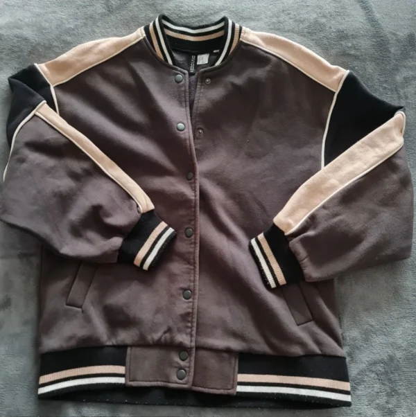 H&M Women’s Varsity Bomber Jacket Brown Beige XS / UK 4-6