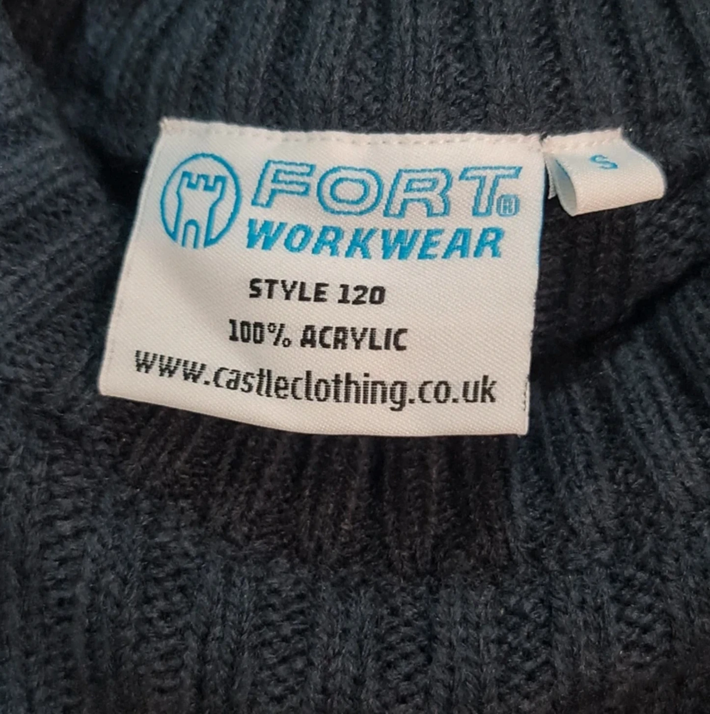 Fort Workwear Ribbed Jumper Blue Size S 100% Acrylic - Image 2