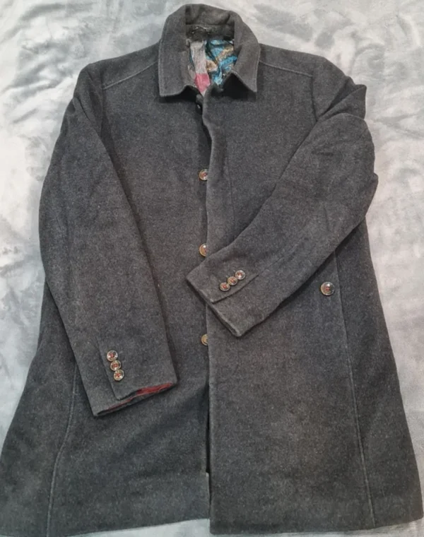 Ted Baker London Women’s Wool Coat Grey UK 6 Smart Button
