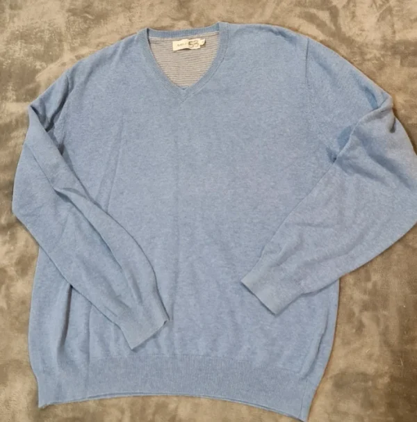 Aspen & Court Men’s Blue V Neck Cotton Jumper M