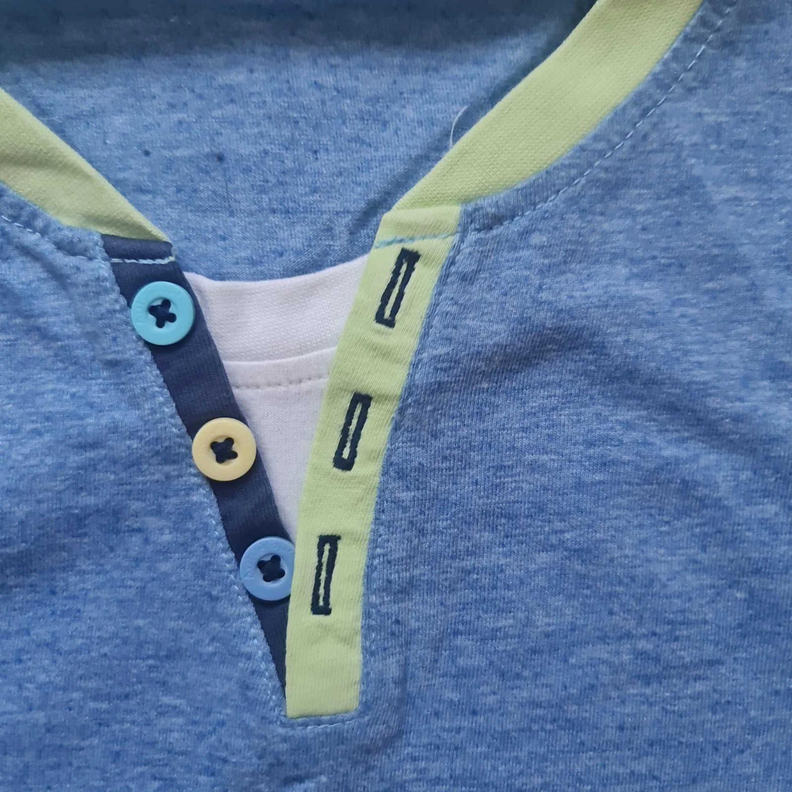 Marks & Spencer Boys Blue Henley T-Shirt Age 13-14 Years - Image 2