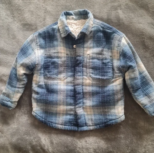 George Boys Sherpa Lined Check Jacket 3 Years Blue