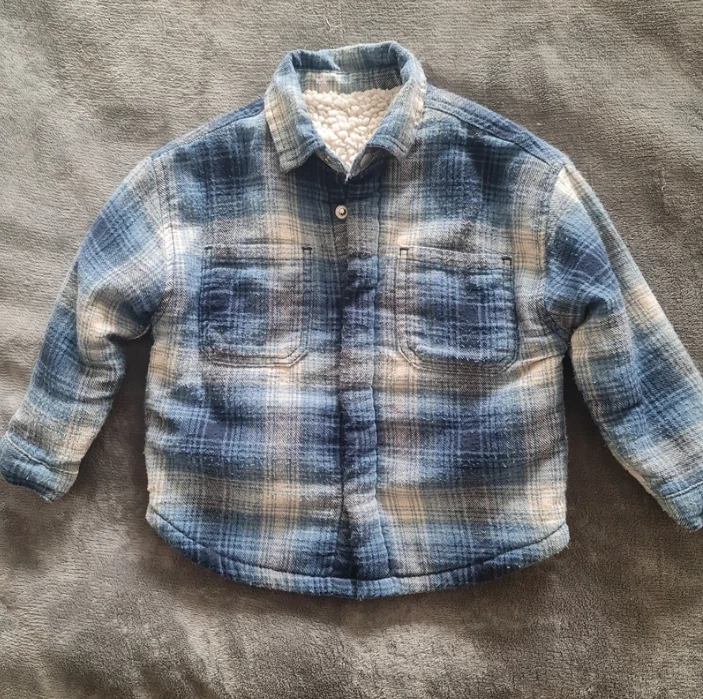 George Boys Sherpa Lined Check Jacket 3 Years Blue