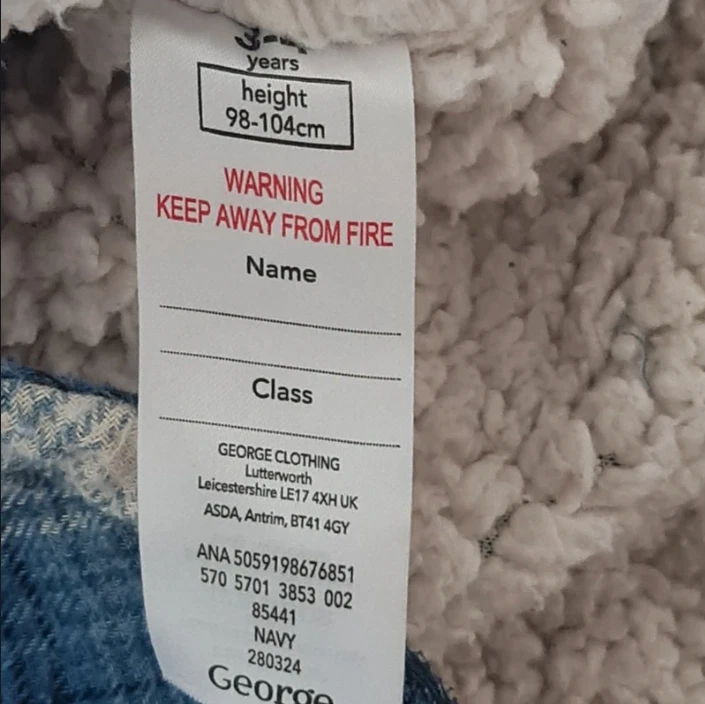 George Boys Sherpa Lined Check Jacket 3 Years Blue - Image 2