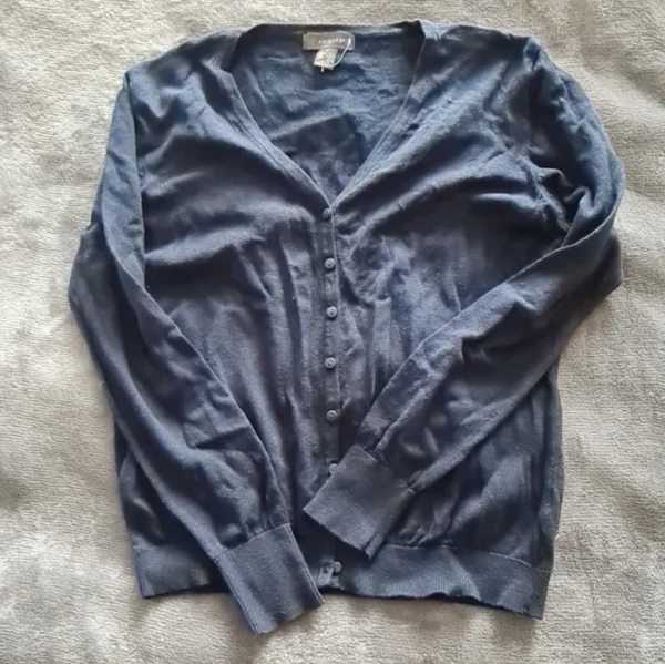Primark Navy Button Cardigan L / UK 16-18 V Neck Knit